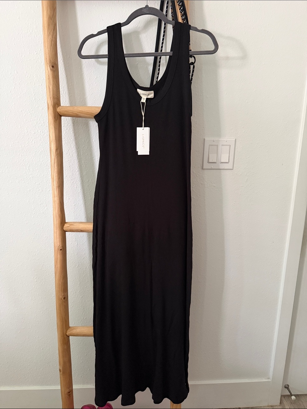 l*space Black Ribbed Tank Maxi